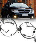 Front Abs Wheel Speed Sensor Pair Fits 2009 To 2020 Dodge Journey Chrysler 200 Avenger viewed with vehicle in background.