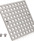 Built Tough Brushed Nickel Square Shower Drain Cover 3-7/8 Inches Wide Rust Resistant Stainless Steel Floor Insert with screws