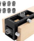Upgraded 2-In-1 Drill Guide Positioning Clamp With Self Centering Clamp Graduated Aluminum Woodworking Tool Featuring 8 Drill Bushings 3-10mm