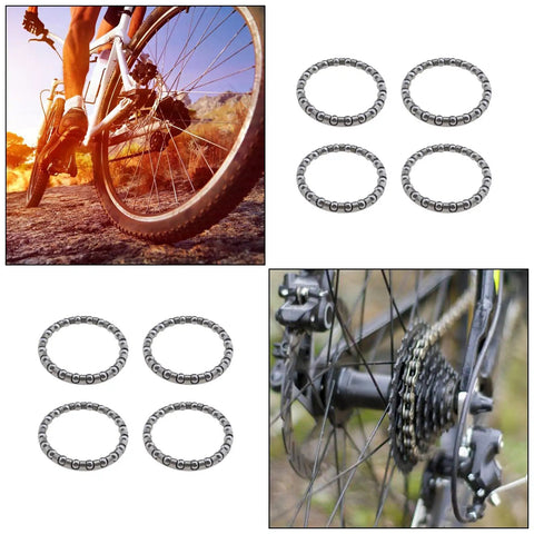 Collage of mountain bike with 10Pcs Bicycle Ball Bearings Set For Mountain Bicycles And Fixed Gear Bikes With 40Mm Outer Diameter And 4Mm Ball Diameter Includes Steering Bearings For Headset Crank And Bottom Bracket Replacement Parts