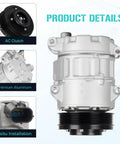 Keep The Cabin Chillin With This Heavy Duty AC Compressor And Clutch Assembly Direct Swap Fit For Toyota Camry And Rav4 Replace CO11303C, detailed view of AC clutch and aluminum body.