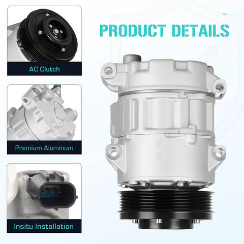 Keep The Cabin Chillin With This Heavy Duty AC Compressor And Clutch Assembly Direct Swap Fit For Toyota Camry And Rav4 Replace CO11303C, detailed view of AC clutch and aluminum body.
