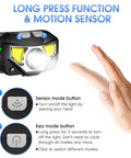 Ultra Bright Rechargeable Headlamp 4 Pack With White And Red Light Waterproof Motion Sensor Headlamp 8 Modes diagram