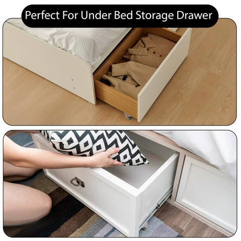 Under bed storage drawers with Four Pack Mini Rigid 1 Inch Caster Wheels Non Swivel Fixed Casters in use for furniture