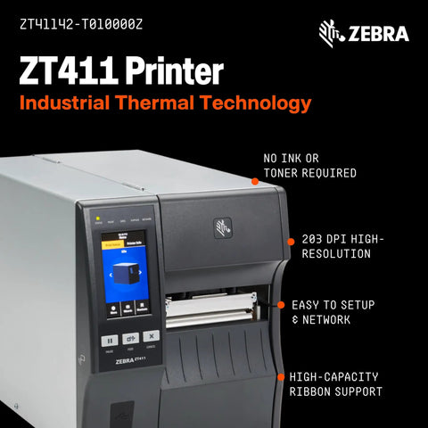 Industrial Label Printer Four Inch Thermal Transfer Featuring Two Zero Three DPI Bluetooth Usb Serial Ports Touch Screen Beast Mode Workhorse Delivering Two Four Seven Reliability For Hard Shop Grinds With No Sweat Operation Backed By One Year Warranty.