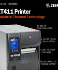 Rugged Heavy Duty Industrial Thermal Printer Crushes Daily Label Grind With Crisp 203 DPI Output And Zero Hassle Setup Featuring Touch Color LCD Bluetooth USB Ethernet Serial Ports Certified Renewed display with high-res printing options and user interface.