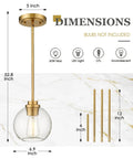 Gold Pendant Lights For Kitchen Island With Clear Glass Globe Shade Modern Farmhouse Hanging Light Fixtures dimensions guide