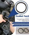 Radiator hose O-ring kit, 3-pack, black rubber, being installed in engine bay.