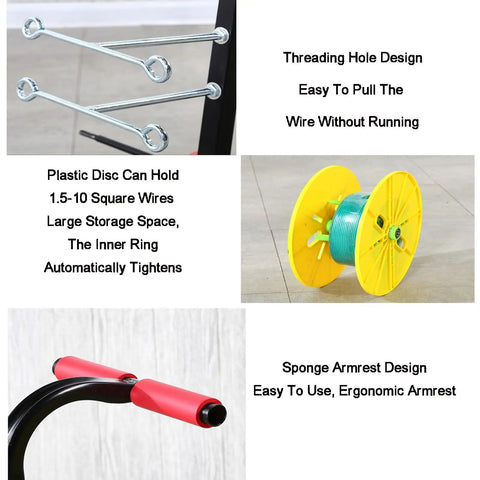 Portable Wire Spool Rack Dispenser For Heavy Duty Electrical Industrial And Retail Use Keeps Multiple Spools Organized