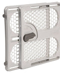 Collapsed Pressure Mounted Easy Fit Baby Gate With Memory Feature Fits 28 To 40 Inches Taupe One Hand Lock And Release