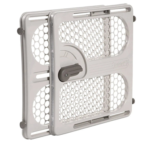 Collapsed Pressure Mounted Easy Fit Baby Gate With Memory Feature Fits 28 To 40 Inches Taupe One Hand Lock And Release
