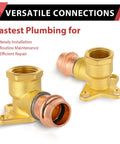 Two copper 1/2-in press-fit x 1/2-in female NPT drop-ear 90° elbow plumbing fittings, flange mount