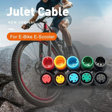Colorful connectors of Waterproof Ebike Cable Extension Kit With Male And Female Two To Six Pin Connectors For Display, Throttle And PAS