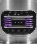 Close-up view of Rock Solid Limited Slip Differential For 34 Spline 8.8 Ford Axle with composite clutches and purple springs.