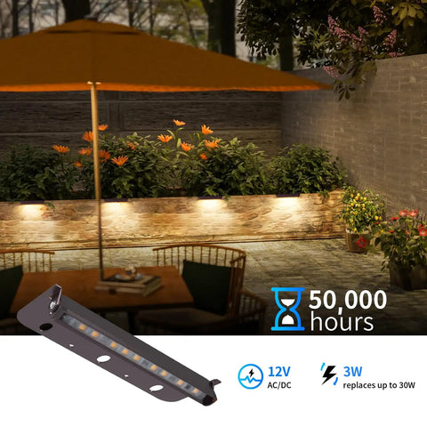 12 Pack 3W 7 Inch LED Hardscape Paver Lighting Kit For Low Voltage Outdoor Steps And Retaining Walls 2700K Soft White