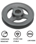 Beefy Single Groove V Belt Sheave For 4L Or A Belts One-Eighth Inch Bore 5.45 Inch Outer Diameter Cast Iron Web Sheave Bored-To-Size With Standard Keyway And Hollow Head Set Screws Heavy Duty Wear-Resistant Drive Component, cast iron pulley