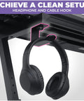 Close-up of Rolling Keyboard Stand With Wheels Z Style Adjustable Portable Pro Heavy Duty Digital Piano Stand with headphone hook.