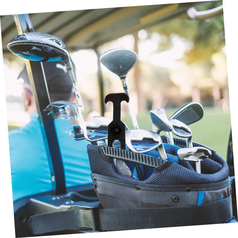 Golf clubs in a cart with a Three Set Pack Rubber T-Handle Draw Latches Flexible Hasp For Tool Boxes, Coolers, And Engineering Machines.