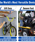 Heavy Duty 3/8 Inch Weather Resistant Rope Tightening Tie Down System With 15 Foot Orange Rope lifting bike and securing ATV