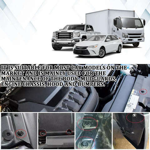 Badass 100 Piece Car Body Screw And Bolt Kit Featuring Universal U Screws Fasteners for securing vehicle body parts.