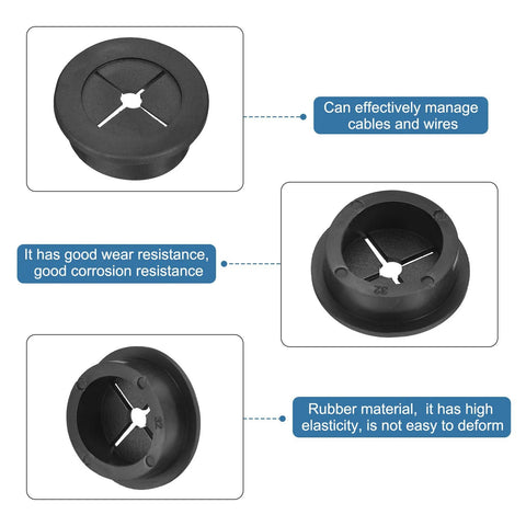 Two Pack 32mm Desk Grommets Flexible Rubber Cable Pass Through Hole Covers For Office And Computer Desk Wire Organization