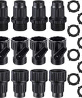 Garden Expandable Hose Repair Kit With Faucet Adapters And Connectors 4 Sets Includes Shut Off Valves And 8 Rubber Gaskets For Three Quarter Inch Hoses Easy Plug And Play DIY Fix Leak Proof Hose System with black connectors and valves