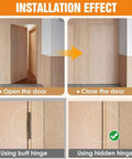 Sleek Six Inch Hidden Door Hinges For Clean Concealed Doors And Invisible Wall Panels With Premium Seamless Hardware And Easy Install Setup To Level Up Your Space With Zero Hassle Totally Dope showing open and closed door effects.