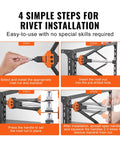 Installation process using Rivet Nut Tool Kit 16 Inch With 13 Metric And SAE Mandrels, 186 Pcs Rivet Nuts, semi-auto de riveting tool.