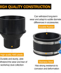 4 Inch To Two And A Half Inch Dust Collection Hose Reducer with Flexible 4 Inch Cuff and Dust Control, Stainless Steel Clamps
