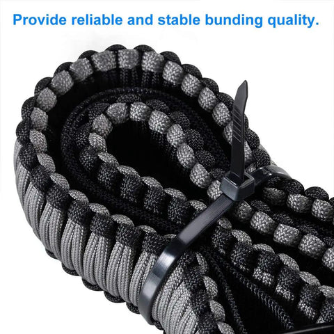 8 Inch Black Zip Ties Heavy Duty 50 Pound Tensile Strength securing braided cords