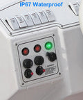 Four Pack 12mm LED Indicator Lights IP67 Waterproof Signal Lamps With 18AWG Leads Universal 5V To 125V Green and Red installed on panel