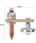 Two Piece Magnetic Welding Clamp Set With Big Suction Cups For Quick Grounding And Stable Holds Copper Tail Welding Accessories Stability Clamps Pro Grade - side view with dimensions