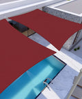 Waterproof Sun Shade Sail Rectangle 10x10 Ft Red Canopy over patio and pool, UV resistant, durable polyester with D rings