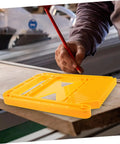 Superior Build Woodworking Featherboard For Circular Saw And Table Saw Safety Fixture on workspace, yellow, used for safe cuts.