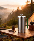 Stainless Steel French Press Coffee Maker 21 Oz Capacity Portable Camping Travel Coffee Press With Green Handle BPA Free