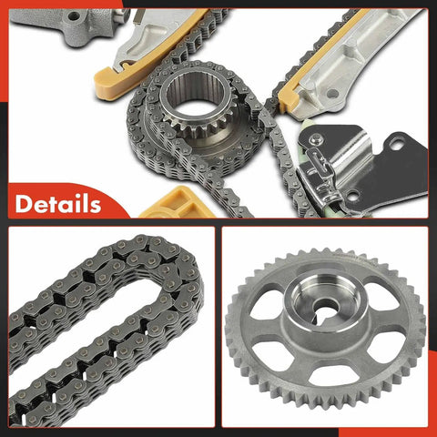 11 Piece Timing Chain Kit With Sprocket And More For Honda 2.4L DOHC 4 Cylinder Engines showing chain, sprockets, and rails