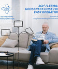 Man using Floor LED Magnifier With Light And Stand Hands Free 2 In 1 Large Lighted Magnifier Lamp For Reading, Seniors, Close Work.