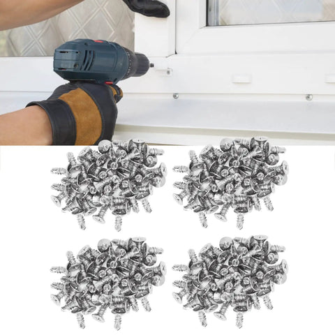 Person installing window using 200 Pcs Self Drilling Screws Set With Countersunk Cross Head Stainless Steel Fasteners