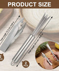 Heavy Duty Stainless Steel Pineapple Eye Remover Tool Set With Eye Clip And V Shape Cutter Knife dimensions shown with tools.