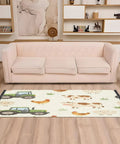 Farm Animals Cartoon Tractor Runner Rug 2x6 Non Slip Low Pile Machine Washable Hallway Rug for Entryway, featuring cows and tractors.
