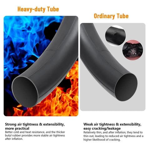 Comparison of Heavy-duty and Ordinary Tube for Two Pack Beefy 20x3 E-Bike Inner Tubes For Fat Tires 64/76-406 AV32mm