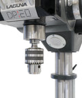 Close-up of Top Notch Benchtop Drill Press 1.5 HP 110V showing precision chuck and motor details for heavy workshop tasks.