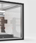 Close-up of Kaba Acrylic CNC Enclosure for 3018 Series with clear viewing, showing internal setup, 460x400x310mm size.
