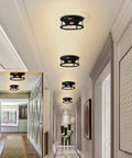 Four Pack Dope Black Farmhouse Flush Mount Ceiling Lights With Two Light Rustic Industrial Ceiling Fixtures in hallway