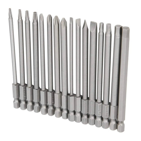 Top Notch 16pc Hex And Pentalobe Screwdriver Bit Set With Magnetic Tips Made From Chrome Vanadium Steel For Electric Drill Or Manual Work Perfect For Home Repairs And Quick Fixes, 16-piece bits on white