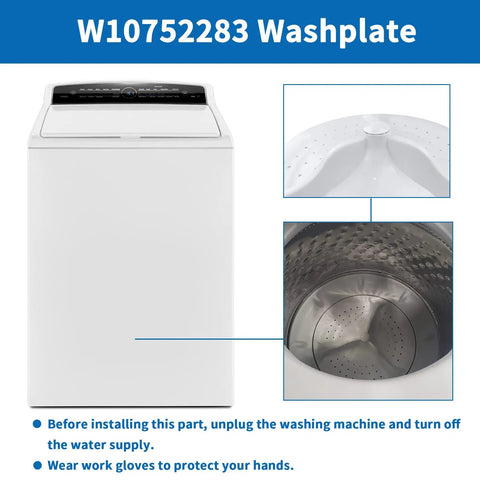 Washer Wash Plate Replacement For Front Load Washers Durable White Part W10752283 Fits WTW Series Models installed