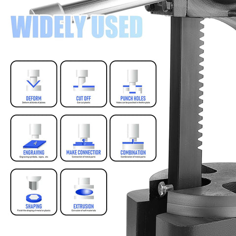 Heavy Duty 3 Ton Arbor Press With Ergonomic Handwheel And Non Slip Grip 12 Inch Tall Cast Iron Desktop Machine for various metal processing tasks.