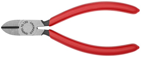 Slim Head Diagonal Cutting Pliers 125mm with Razor Sharp Edges and 62 HRC Hardness, red handles, for clean cuts on wire