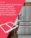 Crisper Drawer Cover Frame For Refrigerators 240364790 White Replacement Part in front of stainless steel fridge