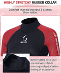 3mm Shorty Wetsuit Back Zip Full Body Dive Skin For Diving Surfing Snorkeling Spearfishing Canoeing And Water Sports Men Women Red XL neck detail